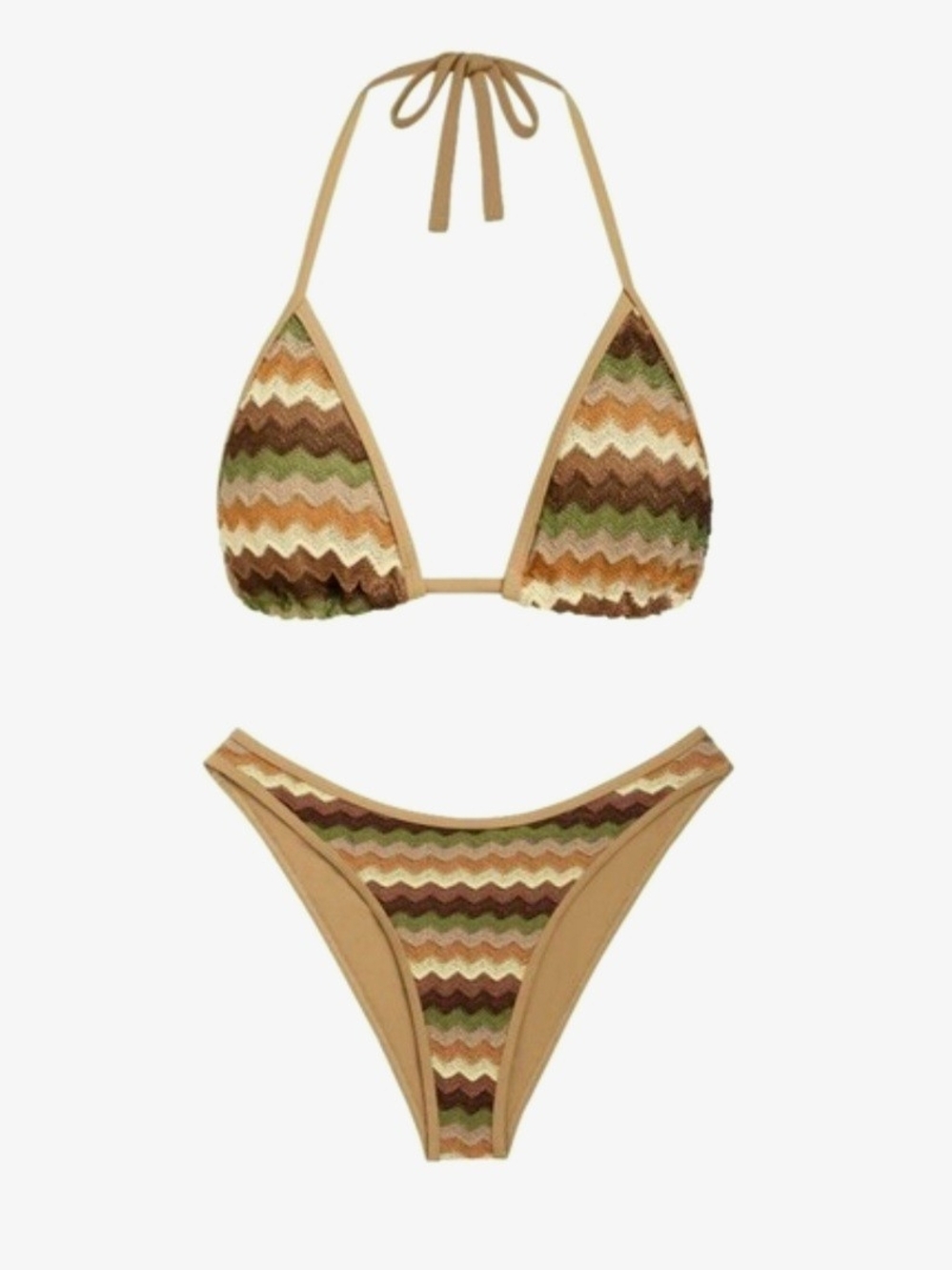 Seafolly Crochet Triangle Multi-Color Chevron Boho Chic Bikini